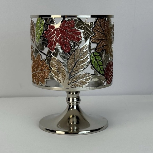 Bath and Body Works Maple Leaf 3‎ Wick Leaves Candle Holder Fall Green Yellow - Picture 6 of 10